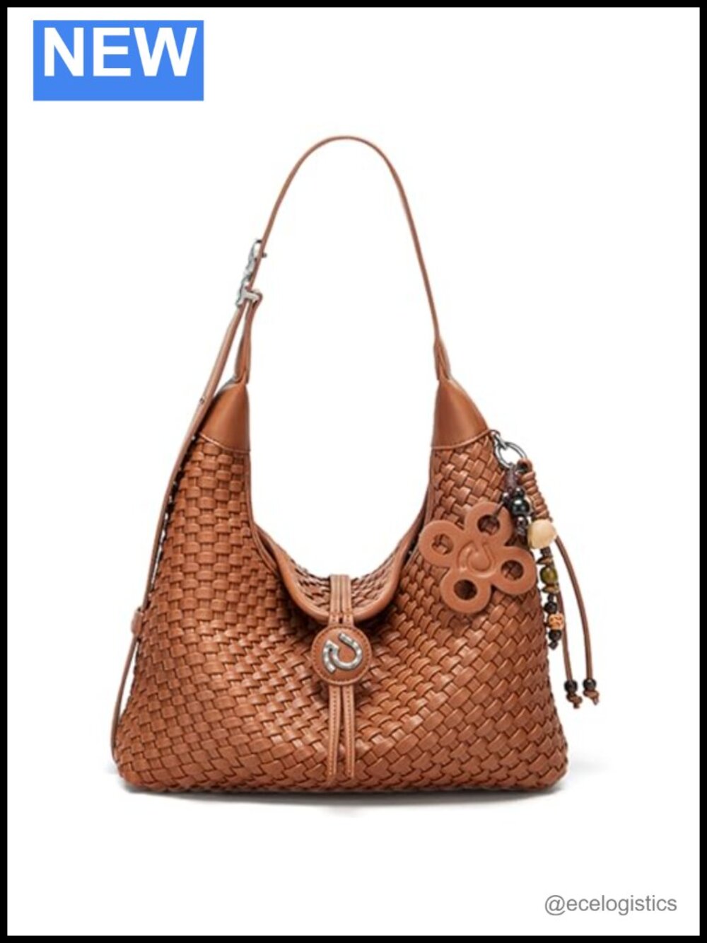 Hand-knitted Vegan Leather Shoulder Bag Woven Hobo Crossbody Purse